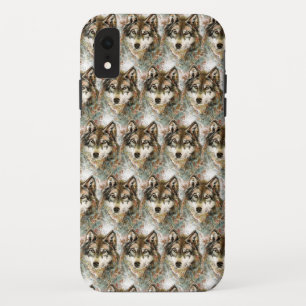Watercolor Wolf Head Grau Schwarz-weiße Farben Case-Mate iPhone Hülle
