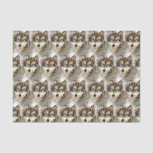 Watercolor Wolf Head Grau Schwarz-weiße Farben Seidenpapier