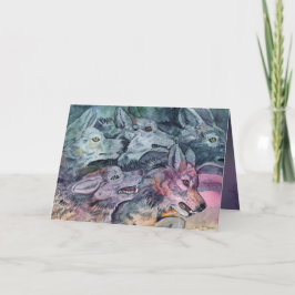 Watercolor Wolf Pack Karte