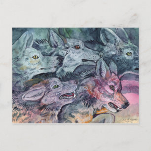 Watercolor Wolf Pack Postkarte
