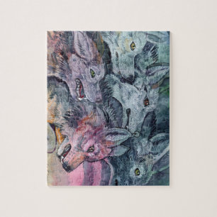 Watercolor Wolf Pack Puzzle
