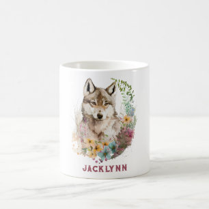 Watercolor Wolf Personalisiert Coffee Tasse