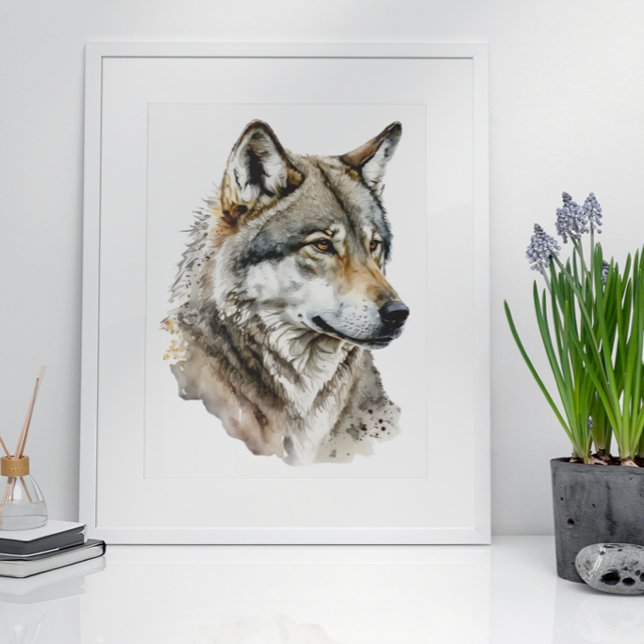 Watercolor Wolf Portrait Art Poster (Von Creator hochgeladen)