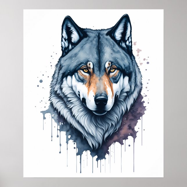 Watercolor Wolf Poster (Vorne)