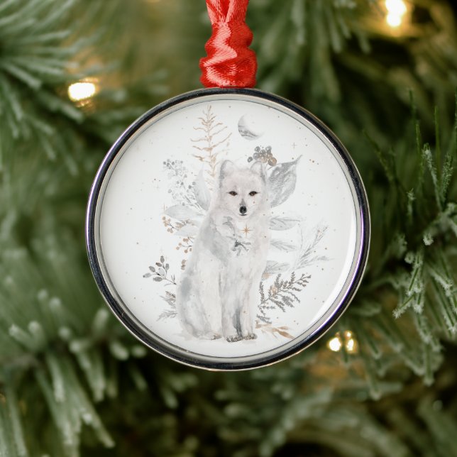 Watercolor Wolf Winter Grün Ornament (Baum)