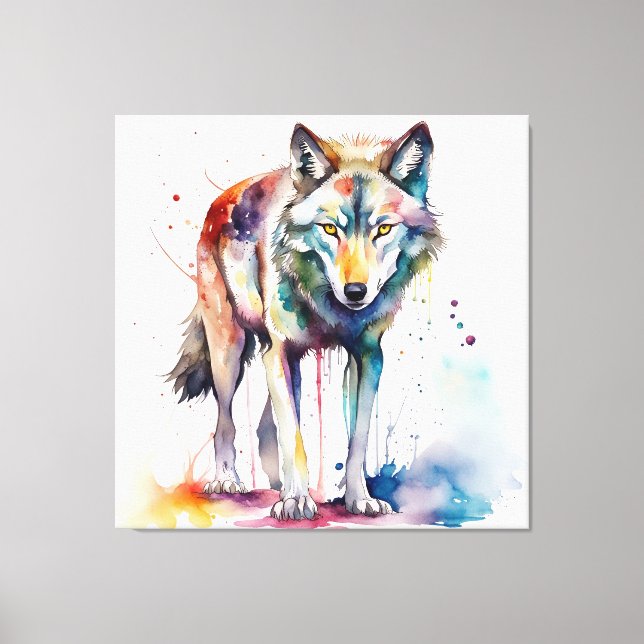 Watercolor Wolfs Dreamland Leinwanddruck (Vorderseite)