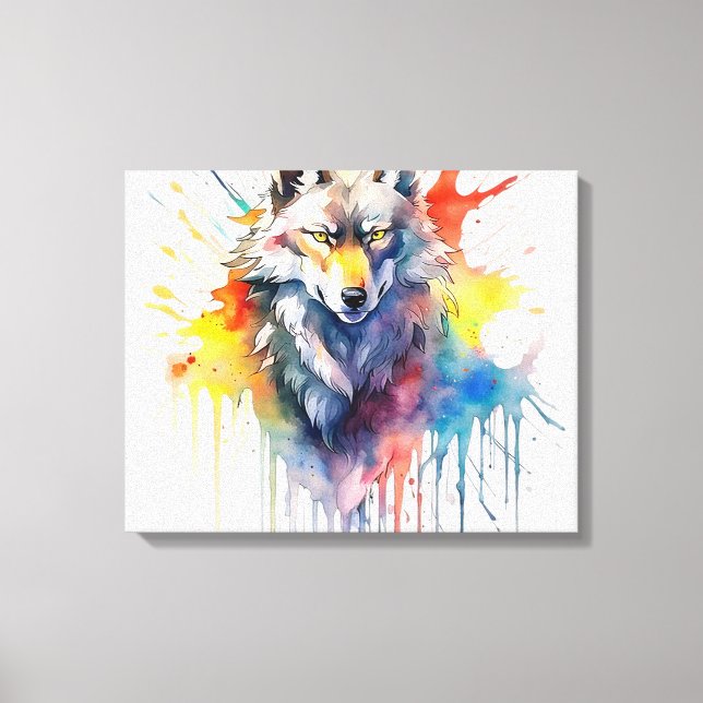 Watercolor Wolfs Melodie Leinwanddruck (Vorderseite)
