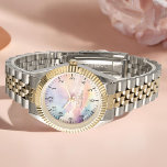 Watercolor Wolken Black Gold Monogram Name Script Armbanduhr<br><div class="desc">Elegantes Gold Monogram mit Name Script. Leicht personalisiert als Geschenk für Familie und Freunde.</div>