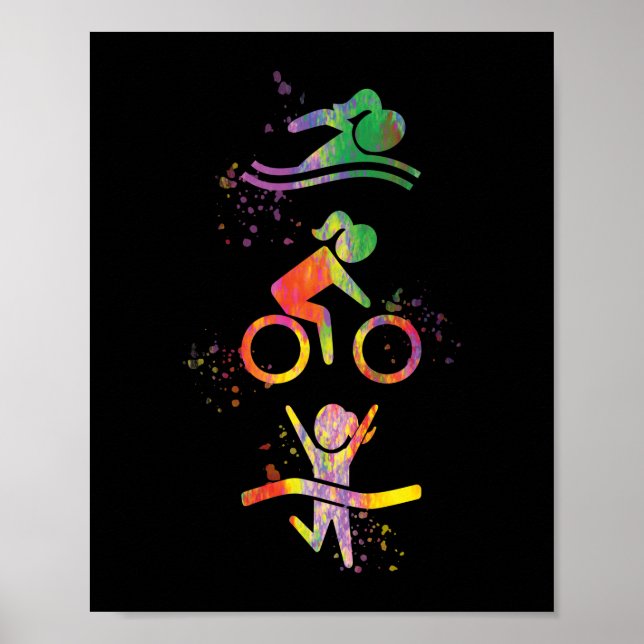 Watercolor Womens Triathlon Poster (Vorne)