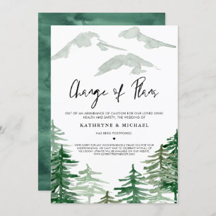 Watercolor Woodland Änderung der Pläne Aufschub Einladung