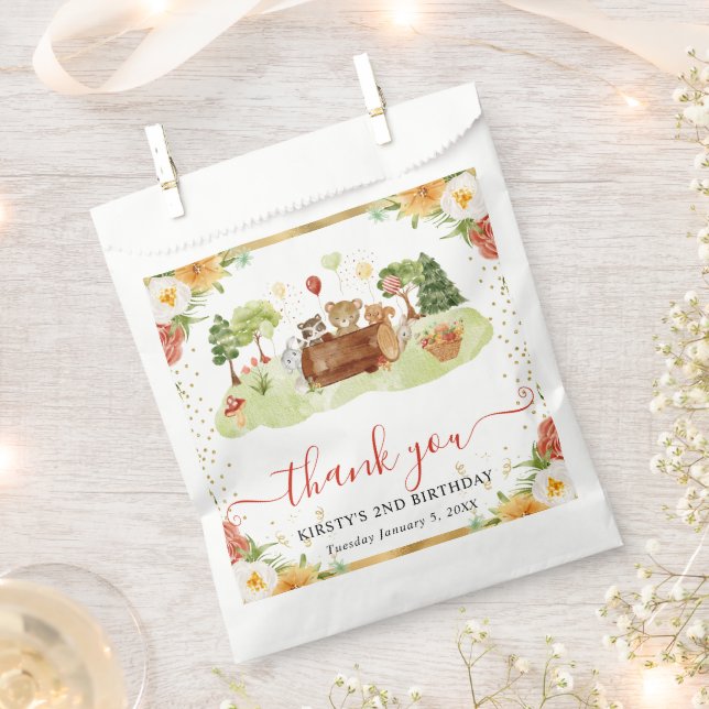 Watercolor Woodland Animals Geburtstag Geschenktütchen (Ausgeschnitten)