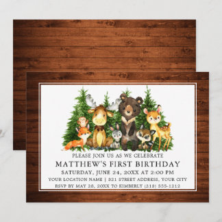 Watercolor Woodland Animals Woodland Holz Erster G Einladung
