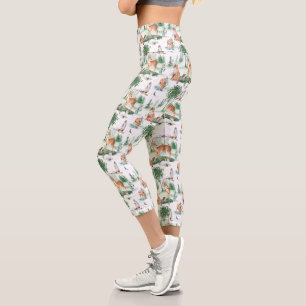 Watercolor Woodland Baby Animal Muster Capri Leggings