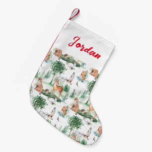 Watercolor Woodland Baby Animal Muster Kleiner Weihnachtsstrumpf