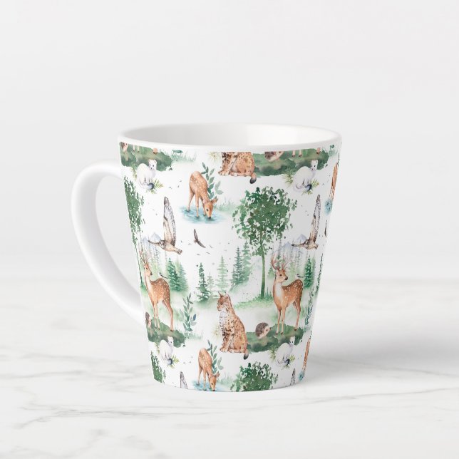 Watercolor Woodland Baby Animal Muster Milchtasse (Linke Ecke)