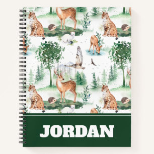 Watercolor Woodland Baby Animal Muster Notizbuch