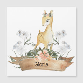 Watercolor Woodland Baby Fawn Individuelle Name Magnetkarte