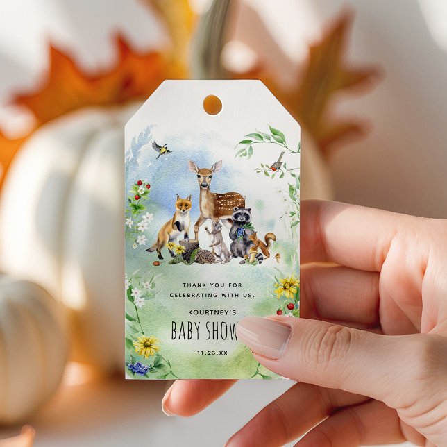 Watercolor Woodland Babydusche Vielen Dank für Ihr Geschenkanhänger (Von Creator hochgeladen)