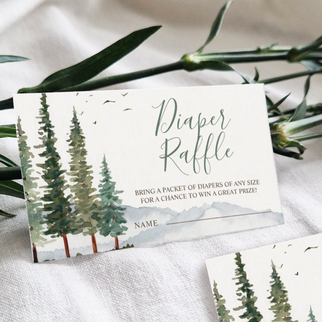 Watercolor Woodland Babydusche Windelwindeln Begleitkarte (Von Creator hochgeladen)