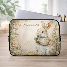 Watercolor Woodland Bunny Nature Name Laptopschutzhülle