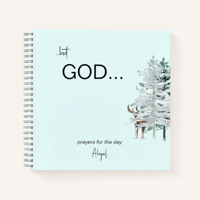 Watercolor Woodland "but God" Notizbuch (Vorderseite)