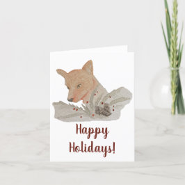 Watercolor Woodland Christmas Fox Feiertagskarte