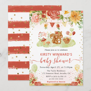 Watercolor Woodland Eichhörnchen Babydusche Einladung