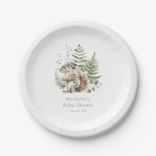 Watercolor Woodland Eichhörnchen Babydusche Pappteller