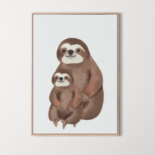 Watercolor Woodland Family Animals Zimmerdekor Poster