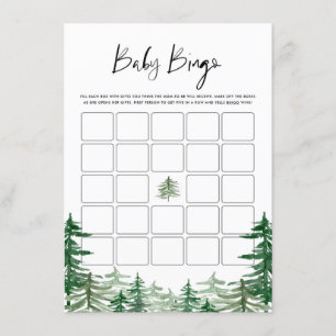 Watercolor Woodland Forest Baby Dusche Bingo Begleitkarte