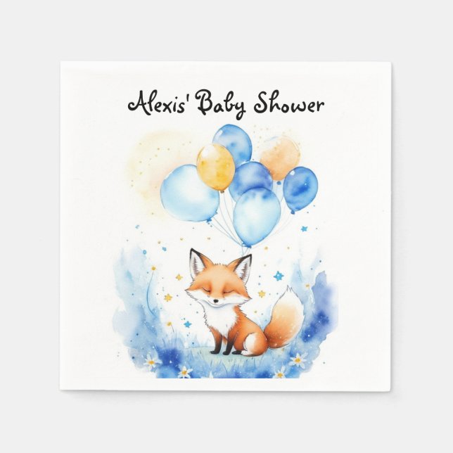 Watercolor Woodland Fox Babydusche Serviette (Vorderseite)