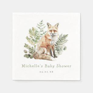 Watercolor Woodland Fox Babydusche Serviette