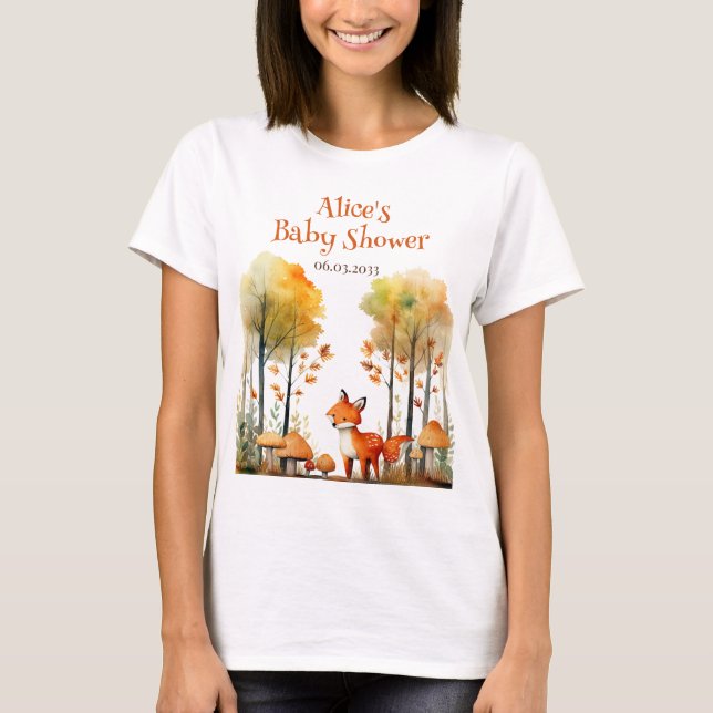 Watercolor Woodland Fox Mommy-to-be T-Shirt (Vorderseite)