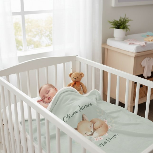 Watercolor Woodland Fox Sherpa Throw - Tender  Sherpadecke (Von Creator hochgeladen)