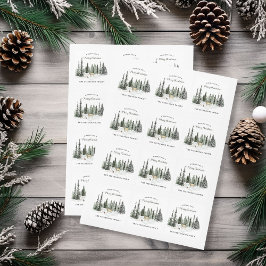 Watercolor Woodland Frohe Weihnachten Quadratischer Aufkleber