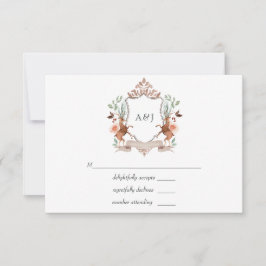 Watercolor Woodland Laurel Wappen Monogram Wedding RSVP Karte