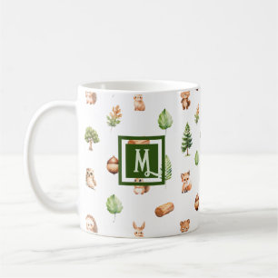 Watercolor Woodland Modern Monogram Kaffeetasse