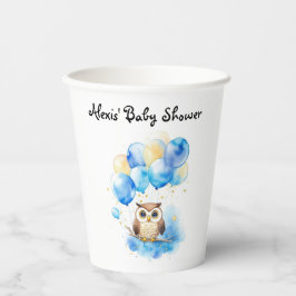 Watercolor Woodland Owl Babydusche Pappbecher