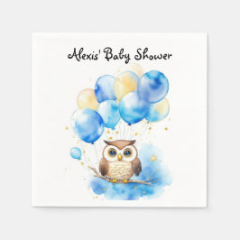 Watercolor Woodland Owl Babydusche Serviette