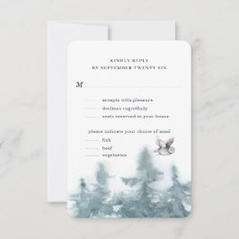 Watercolor Woodland Owl Botanical w Meetings RSVP Karte
