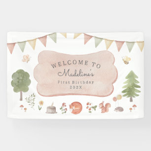 Watercolor Woodland Party der Waldfreunde Banner