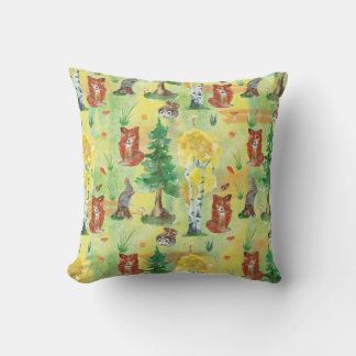 Watercolor Woodland Rabbit ,Hedgehog,fox Kissen