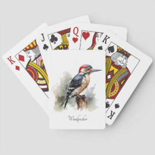 Watercolor Woodland Specht, individuell Spielkarten