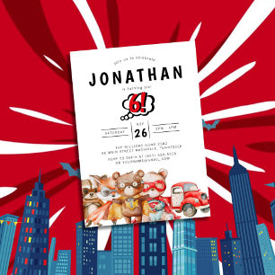 Watercolor Woodland Superhero Geburtstag Einladung