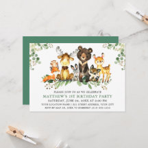 Watercolor Woodland Tiere zum ersten Geburtstag