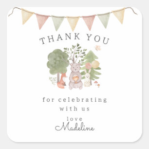 Watercolor Woodland   Waldfreunde Quadratischer Aufkleber