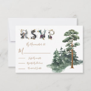 Watercolor Woodland Wedding Response Cards UAWG RSVP Karte