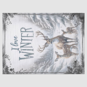 Watercolor Woodland Winter Dez Seidenpapier