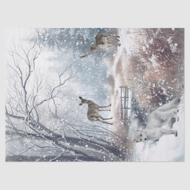 Watercolor Woodland Winter Dez Seidenpapier (Vorderseite)