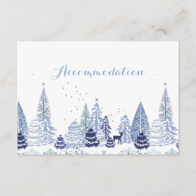 Watercolor Woodland Winter Hochzeit Unterkunft E Begleitkarte (Vorderseite)